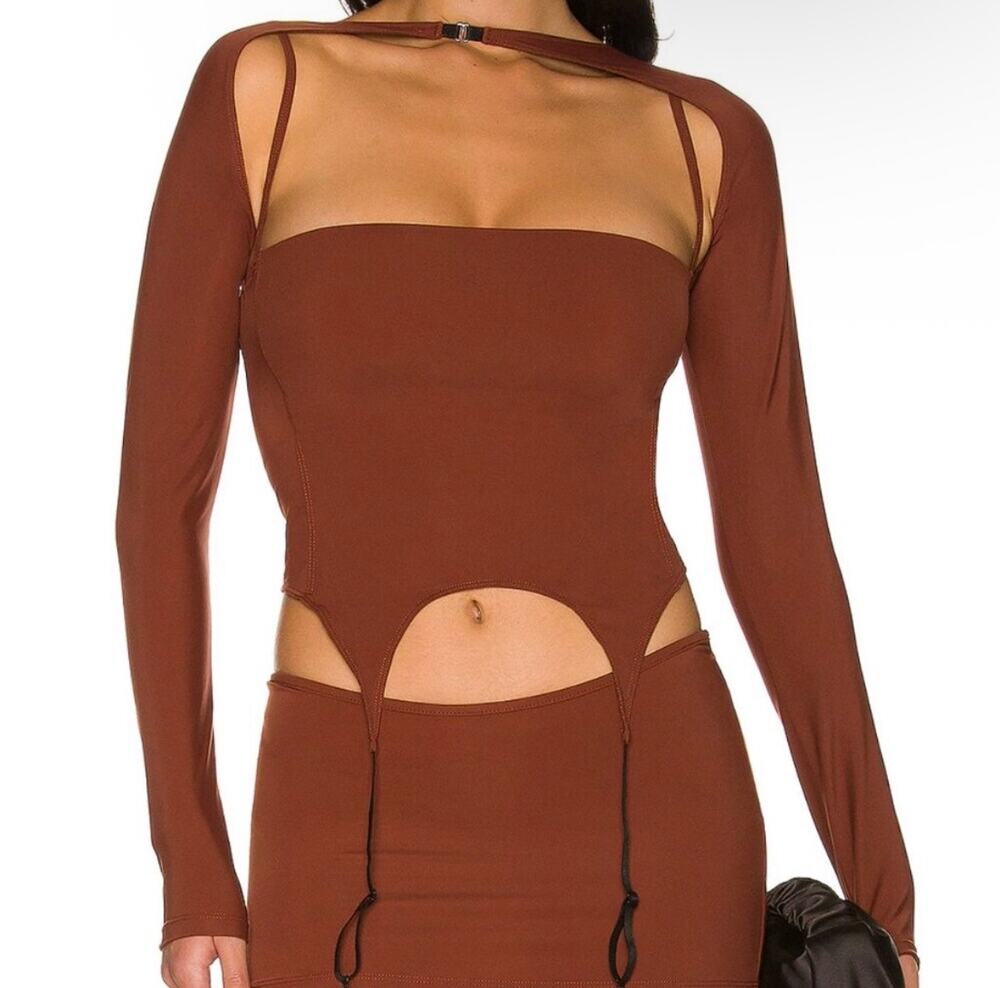 Miaou Brown Rust Color Long Sleeve Stretchy Bolero Top Medium